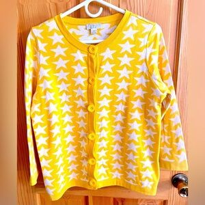 Christopher & Banks Star Pattern Cardigan Yellow White Vintage Retro Aesthetic M